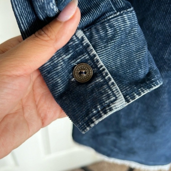 Free People Blue Corduroy Button-Down Shift Dress - Picture 10 of 10